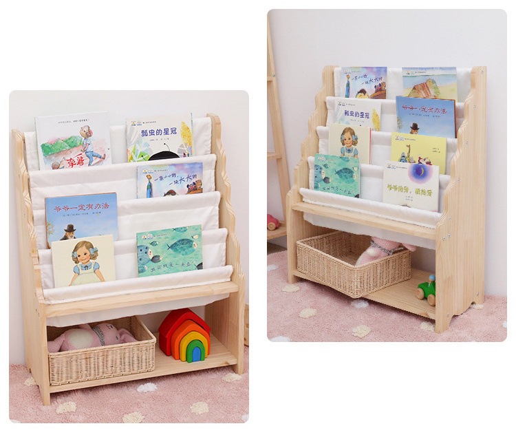 New simple modern natural beige wooden shelf multi-functional storage rack children's study room bookshelf