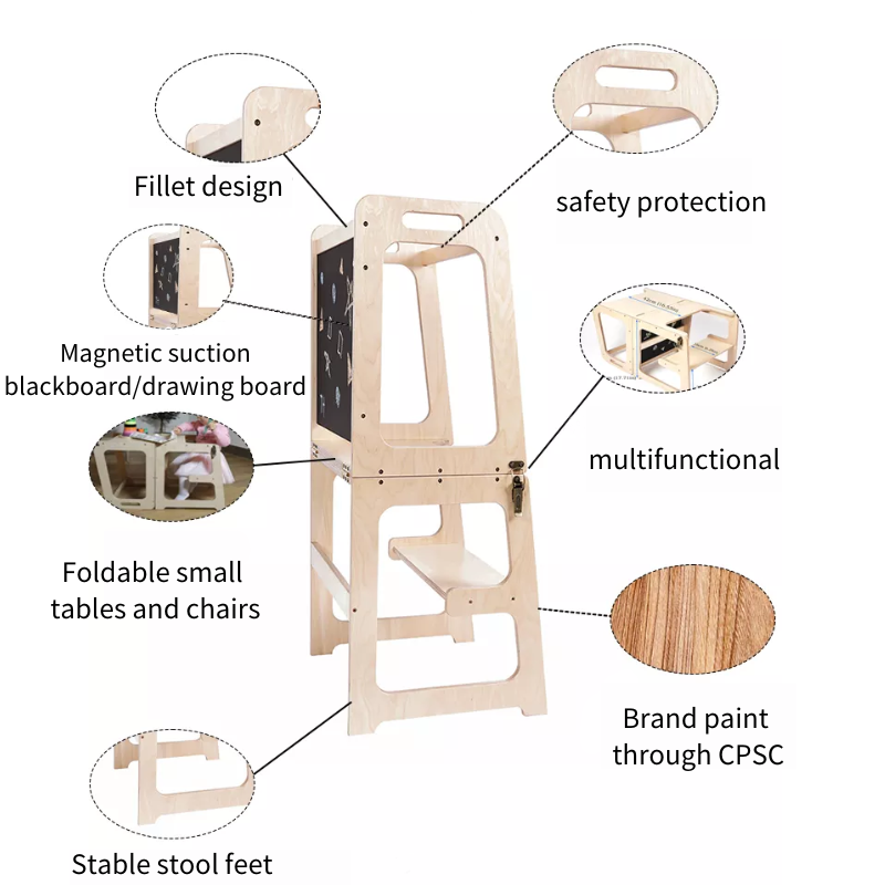 Learning Tower Kid Foldable Kitchen Helper Step Stool Learning Tower For Children Made In EU Wooden Montessori Learning Tower Wi