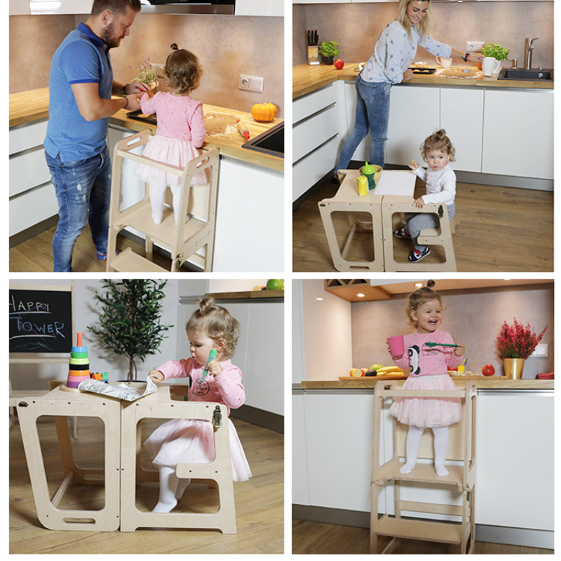 Learning Tower Kid Foldable Kitchen Helper Step Stool Learning Tower For Children Made In EU Wooden Montessori Learning Tower Wi