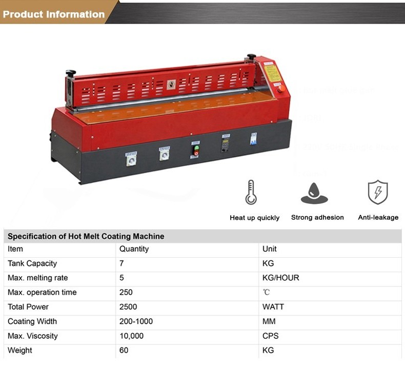 Hot Melt Glue Pasting Machine Hot Melt Glue Coating Roller Machine 300mm Slot Die