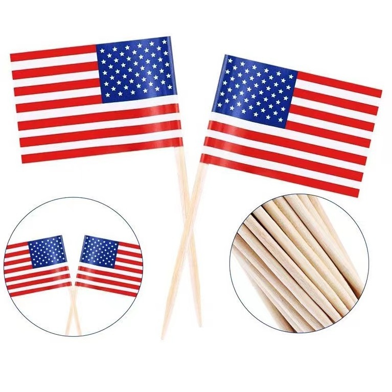 Personalized disposable wooden toothpick flag  wooden toothpick