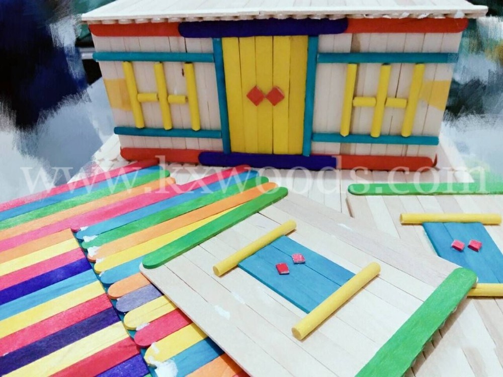 Kaixuan Wooden Diy Colored Popsicle Wood Stick For Ice Cream Craft