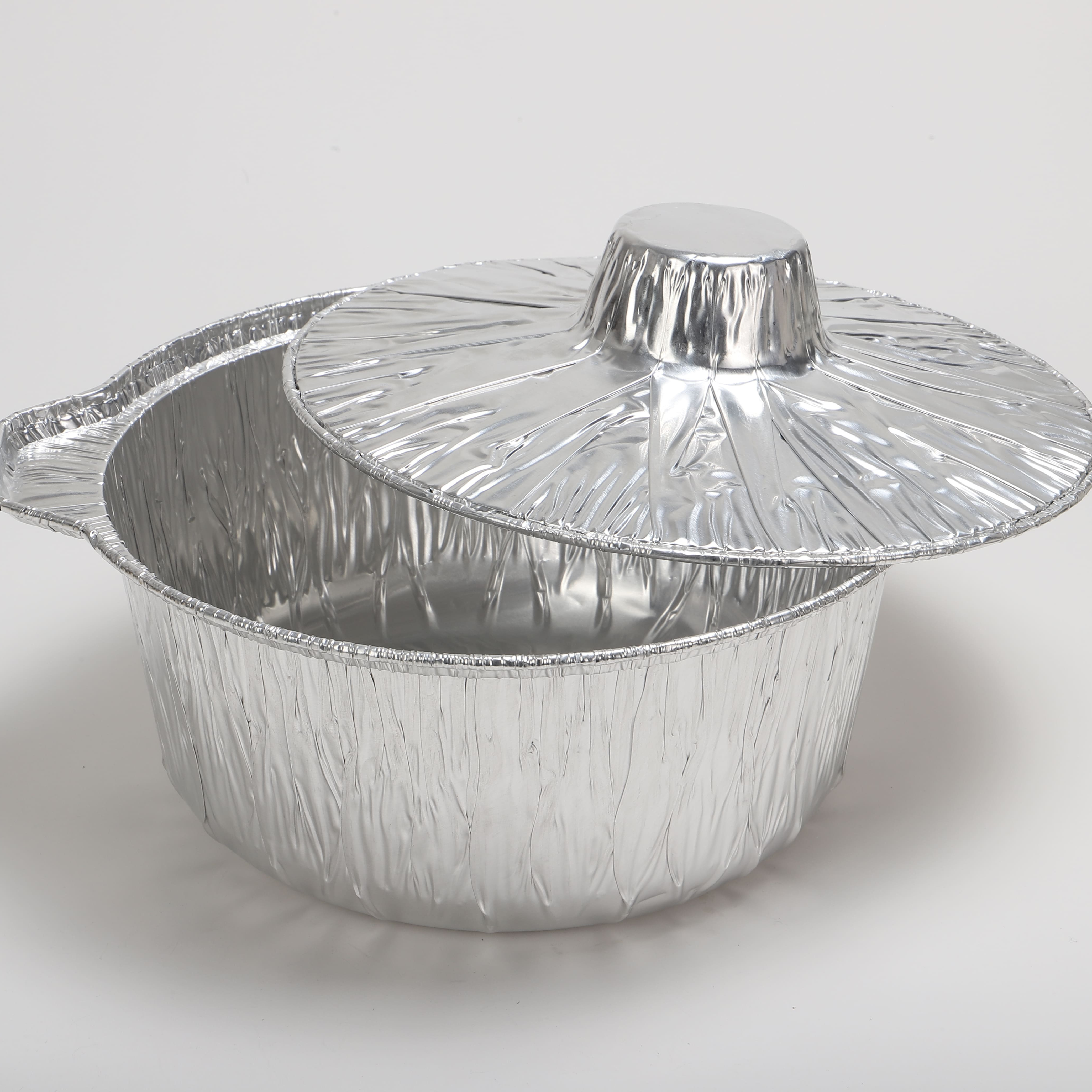 Disposable Food Takeaway Packaging Aluminum Foil Pots with Foil Lid