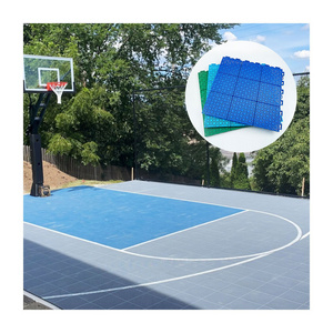 High cost performance sports noise reduction flooring interlocking plastic pp tiles for removable portable basketball flooring