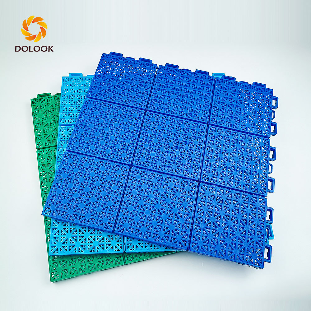 High cost performance sports noise reduction flooring interlocking plastic pp tiles for removable portable basketball flooring