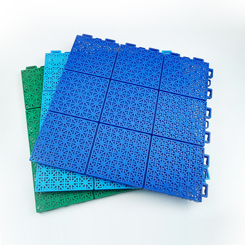 High cost performance sports noise reduction flooring interlocking plastic pp tiles for removable portable basketball flooring