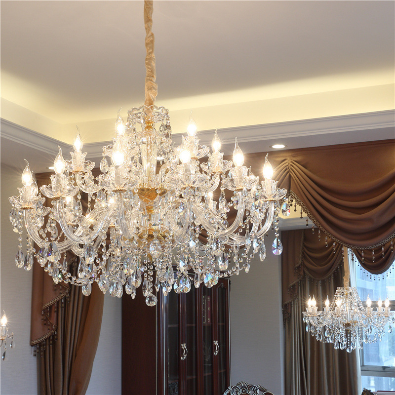 Traditional 18 Bulbs Clear Cristal Ceiling Light CE Led Light Crystals Chandelier