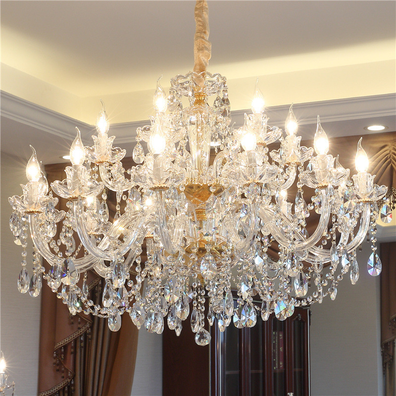 Traditional 18 Bulbs Clear Cristal Ceiling Light CE Led Light Crystals Chandelier