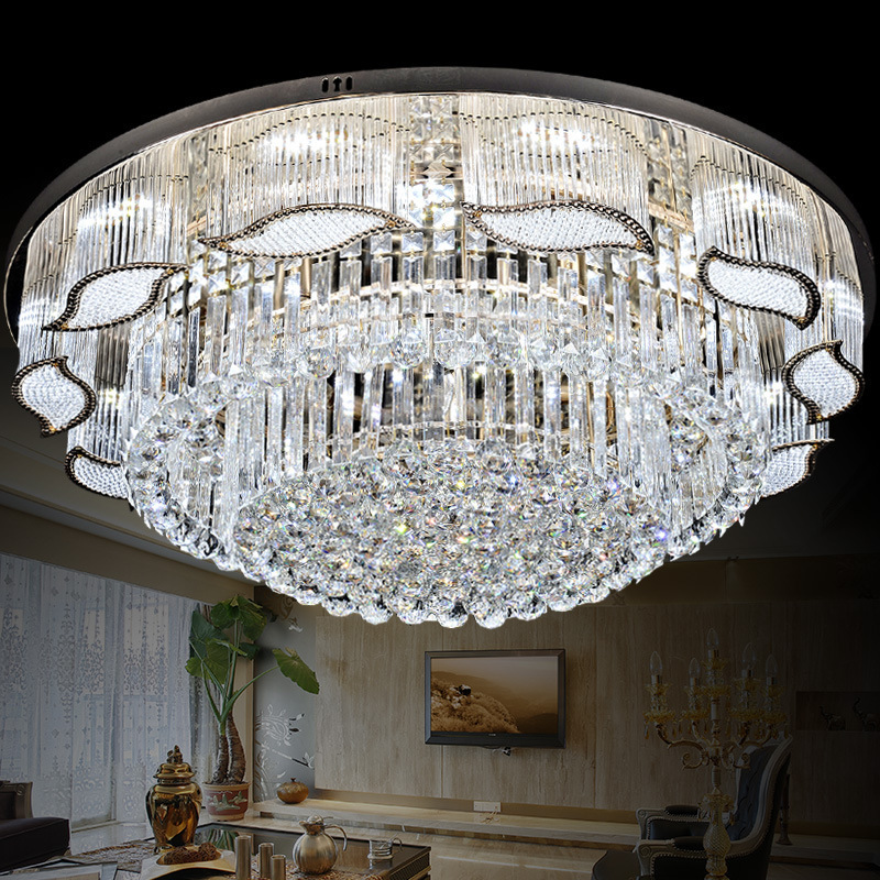 wholesale classic luxury gold color hotel living room bedroom crystal led round slim ceiling lights