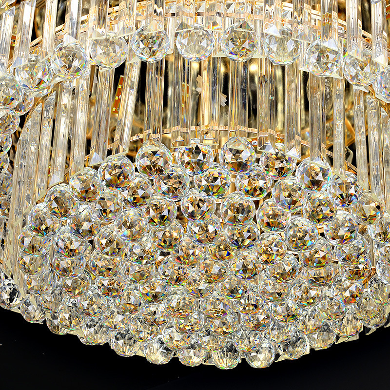 wholesale classic luxury gold color hotel living room bedroom crystal led round slim ceiling lights