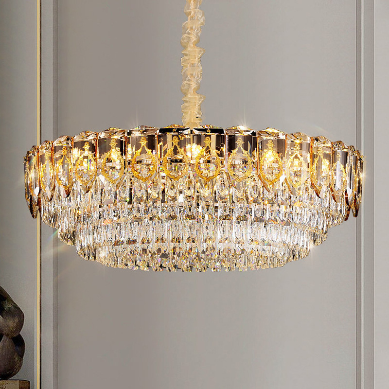 Led Round Led Gold K9 Crystal Chandelier Modern Luxury For Bedroom