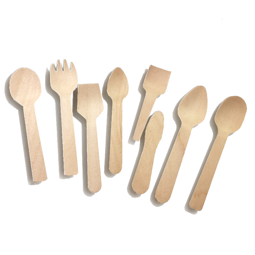 Ecofriendly Disposable Paper Wrapped Bulk Mini Wooden Ice Cream Spoon