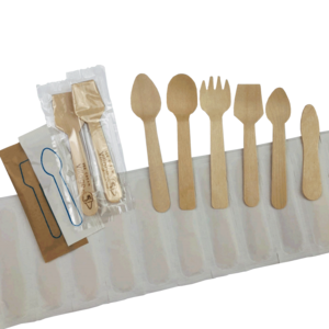 Ecofriendly Disposable Paper Wrapped Bulk Mini Wooden Ice Cream Spoon