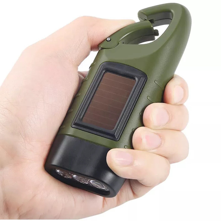 Hand Crank Solar Powered Rechargeable Flashlight LED Emergency Dynamo Torch keychain flashlight