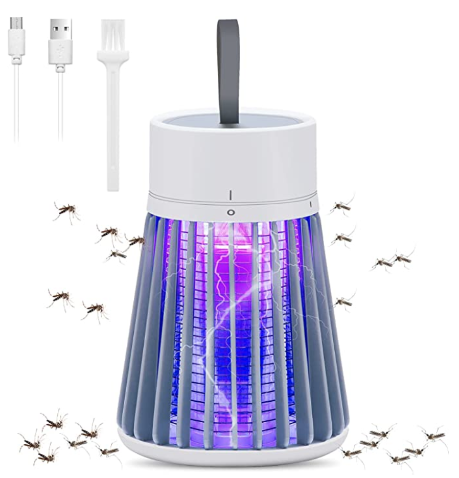 Bug Zapper Rechargeable Mosquito and Fly Killer Indoor Light with Hanging Loop Electric Killing Lamp Portable USB LED Trap