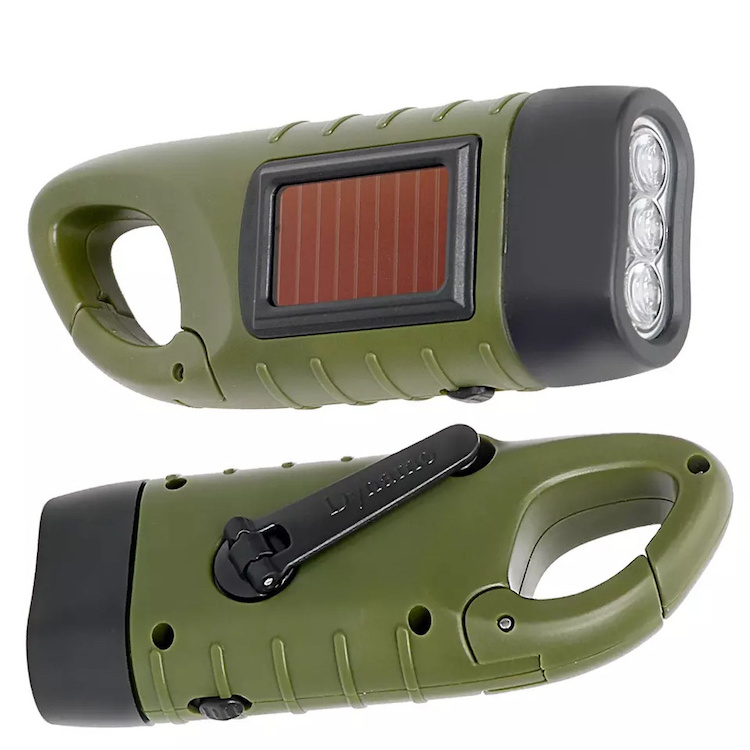 Hand Crank Solar Powered Rechargeable Flashlight LED Emergency Dynamo Torch keychain flashlight