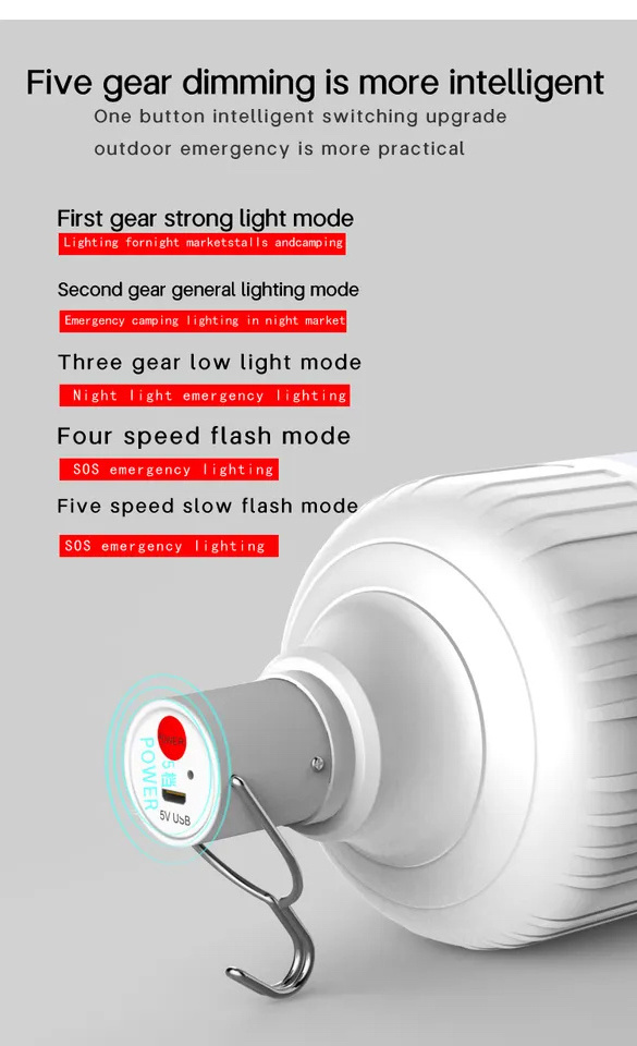 LED rechargeable bulb Highlight night market lighting floor lamp Outdoor emergency light household USB bulb