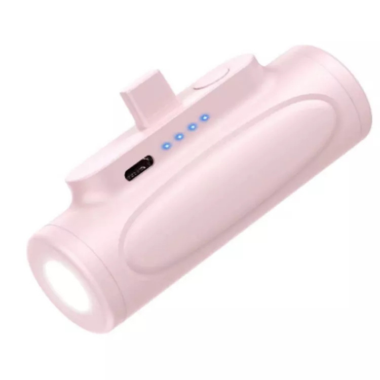 Factory Direct Sale Mini Capsule Recharger 5000 mA Emergency Flashlight Slim Wire Portable Ta-il Plug Small Mobile Power