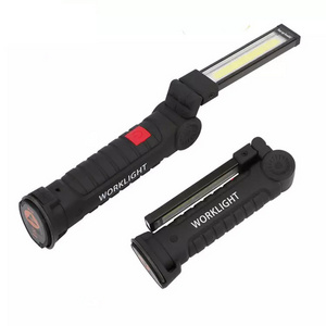 Multifunctional Folding Work Light USB Rechargeable Flashlight with Built in Battery Pack COB LED Camping Flashlight