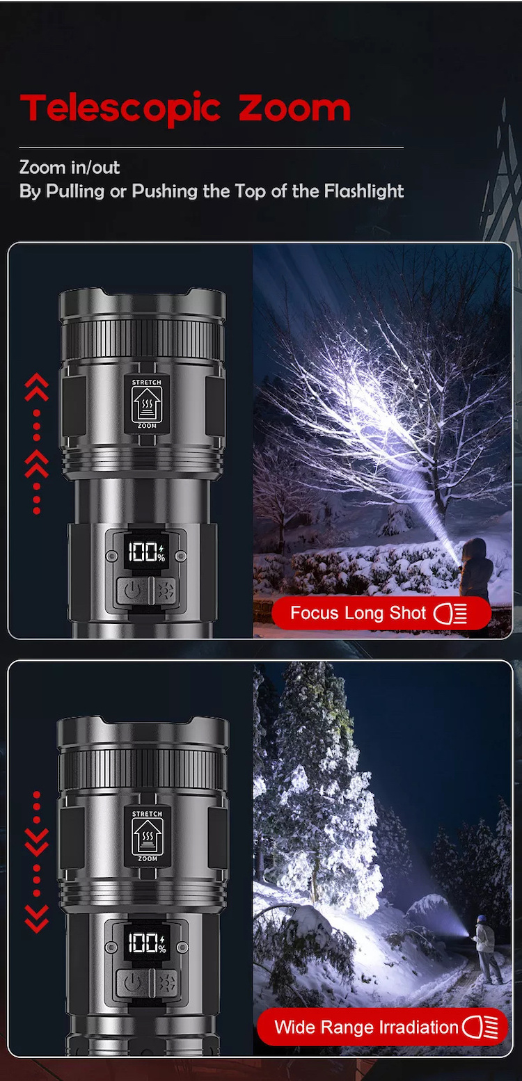 Powerful 40W 10000 lumens 5 Modes Waterproof Outdoor Tactical Torch Flashlight LED USB Rechargeable Flashlights