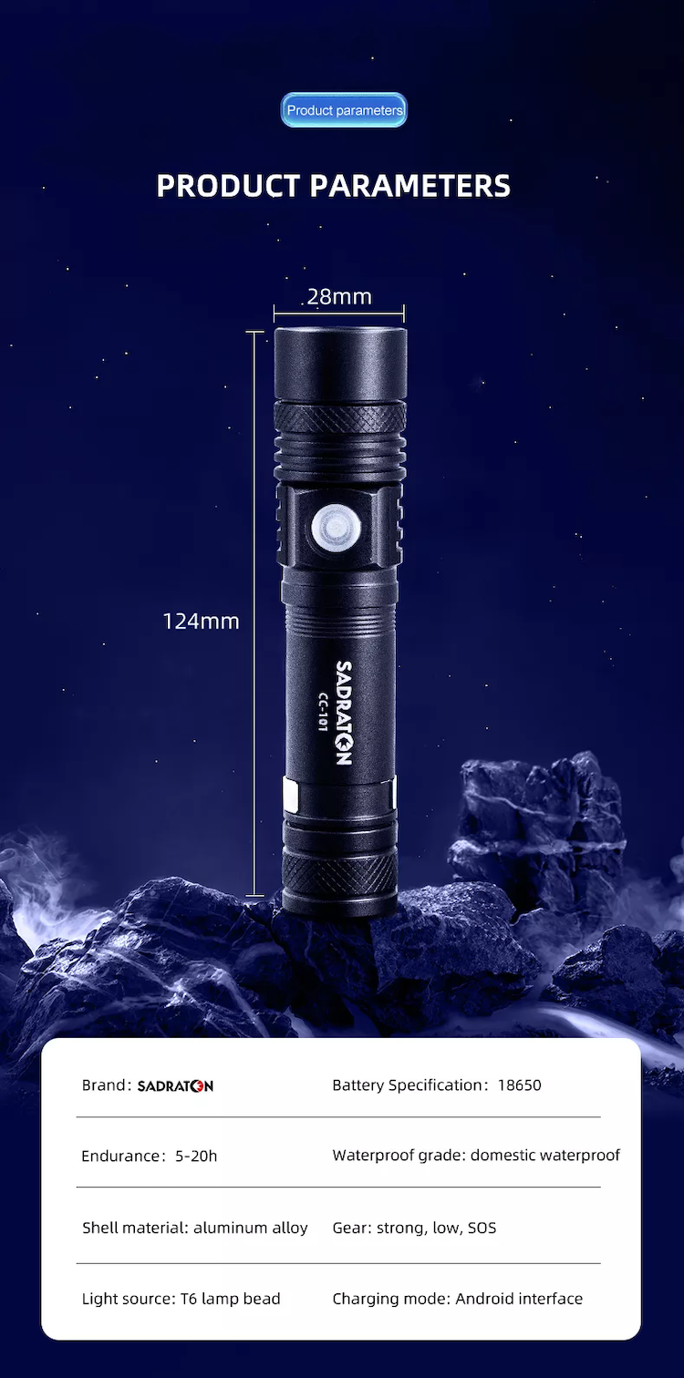 Wholesale High Quality 10W T6 LED Strong Light Rechargeable Tactical Torch Mini Light USB Flashlight