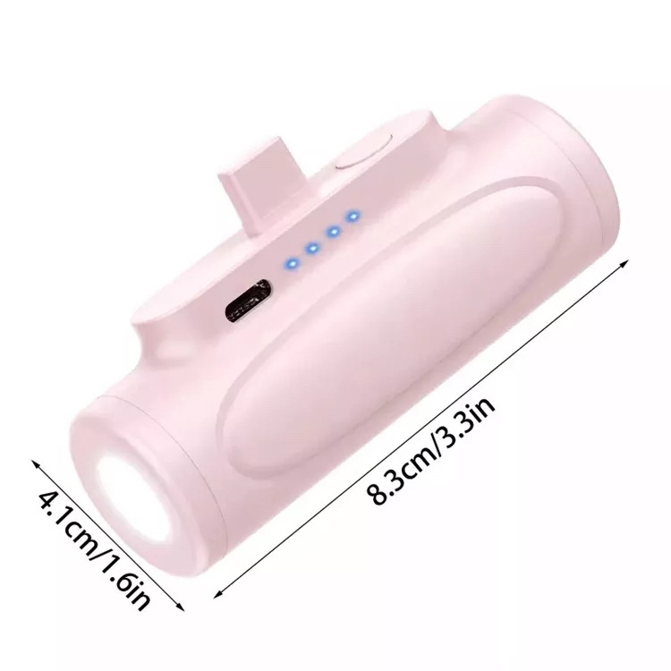 Factory Direct Sale Mini Capsule Recharger 5000 mA Emergency Flashlight Slim Wire Portable Ta-il Plug Small Mobile Power