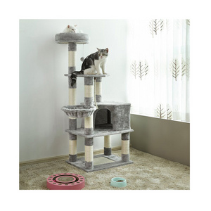 Factory Wholesale Multi-Level Plush Cat Tree Tower House Hammock Climbing Cat Trees Scratcher