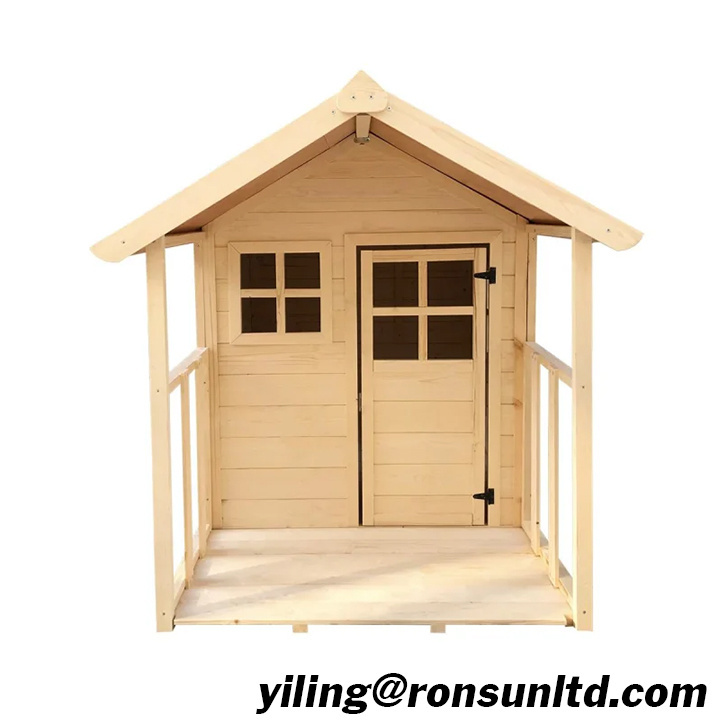 Wooden Cubby House for Kids Wood Playhouse with Rock Climbing Wall and Slide