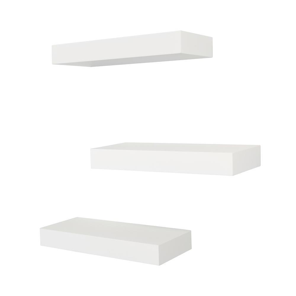 Modern White Floating Shelf Wall Mounted Wooden Storage Shelves For Living Room