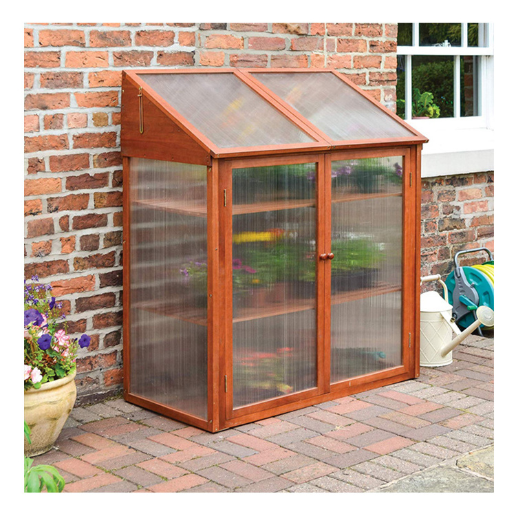 Garden furniture mini Wooden Cold Timber Frame Outdoor Plant Storage Grow House Greenhouse for sale