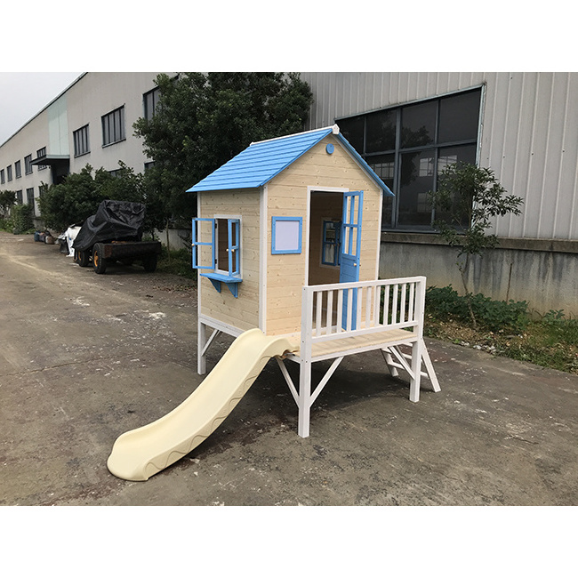 Hot Sale Luxury Outdoor Childcare Wooden Garden Kids Play Cubby House Playhouse With Slide