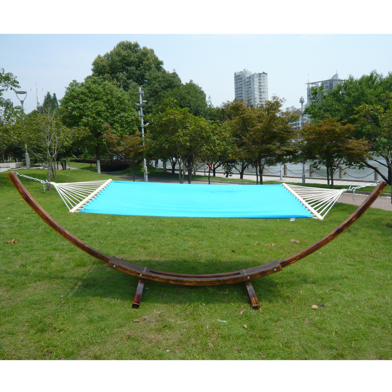 Garden Product Curved Wooden Arc Hammock Stand For Outdoor Patio cotton fabric Hammock