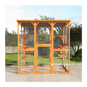 Outdoor Windproof Wooden Cat House Large Cat Enclosure Kitten Cage with Platform