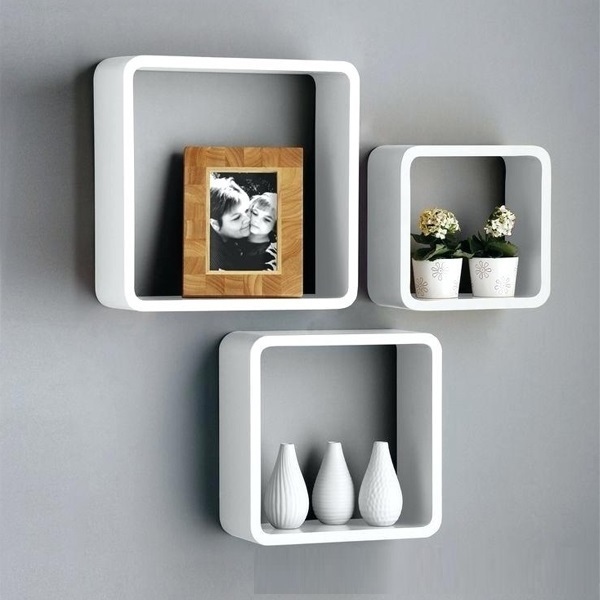 Wooden Floating Wall Cube Display Storage Shelf Square Cubes Black White