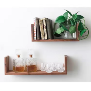 Home Decor Display Storage Wall Mounted Wooden Floating U Shelves For Bedroom, Bathroom and Living Room