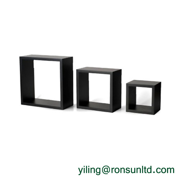 Wooden Floating Wall Cube Display Storage Shelf Square Cubes Black White