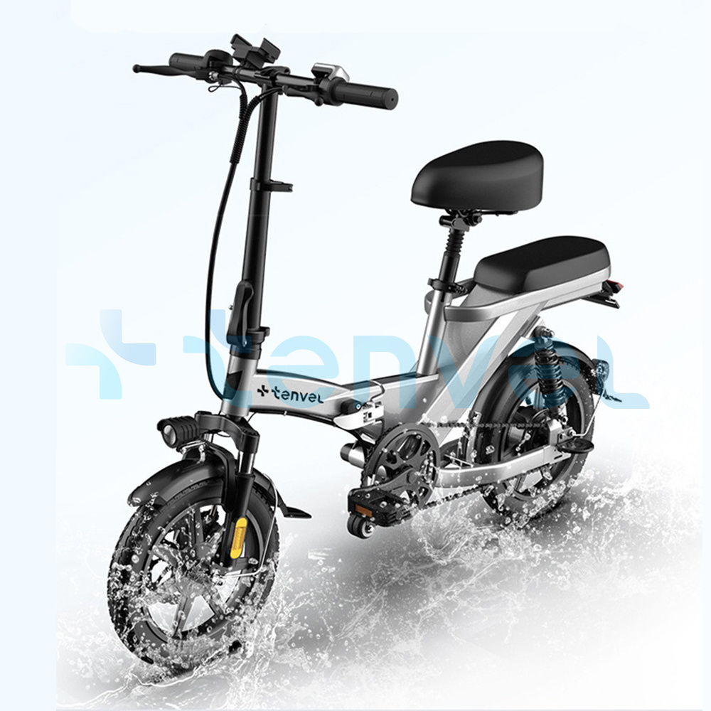 Tenvel China Factory city Ebike 48V 350W High carbon steel frame folding lithium 20AH battery fat tire electric bike