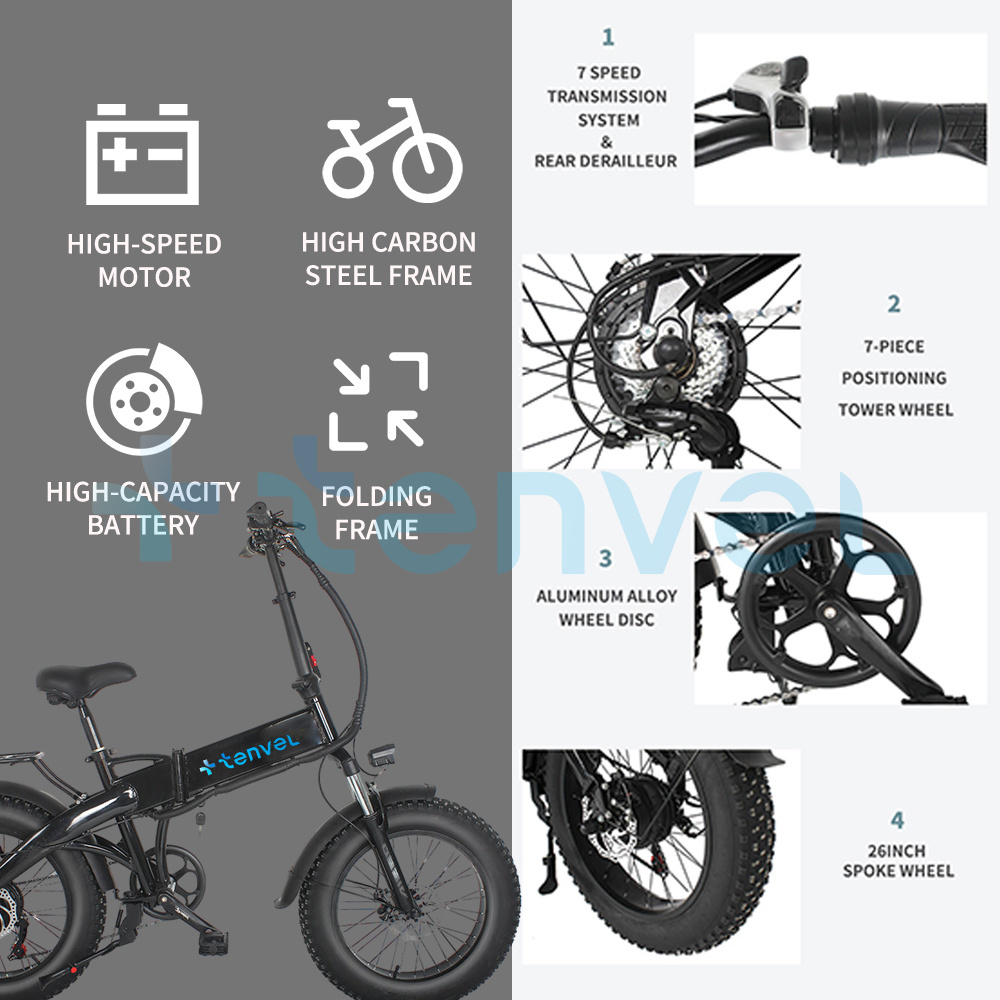 Factory 48V 500W e bicycle electric Mechanical disc brake ebike fat tire 7 speed e-bike 20inch e-bike foldable electric bike