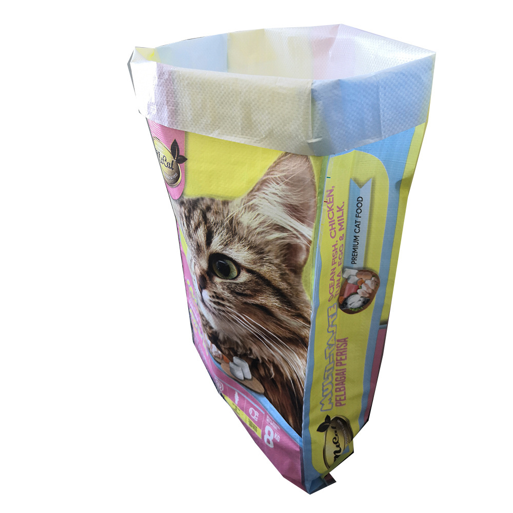 Bopp laminated coated dog cat pet food feed 25kg 50kg 100kg pp polypropylene woven bag sack customized for sale