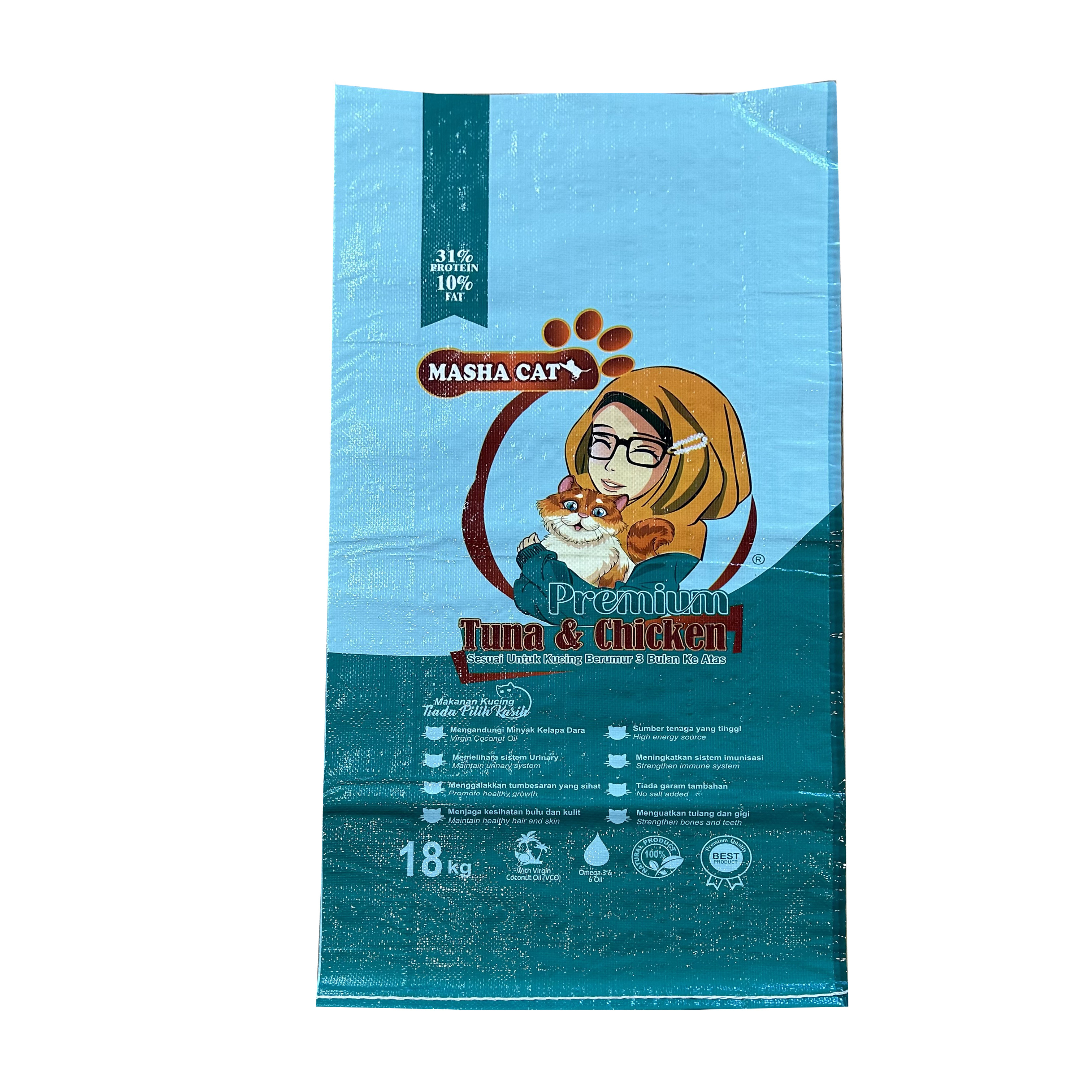 Bopp Laminated Animal Feed Packaging Bag Saco De Rafia Polypropylene PP Woven Sack For Packing Pet Dog Cat Food 5kg 10kg 25kg