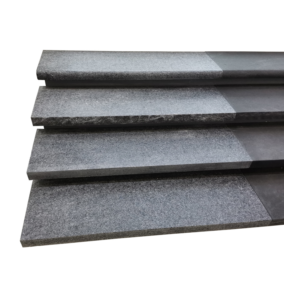 Large Size Exterior Flamed Absolute Black Granite Stairs Tread Steps Outdoor