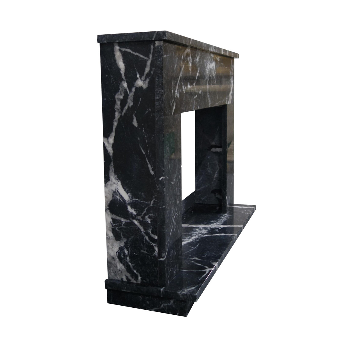 Polished Nero Marquina Indoor Decorative Home Black Mantel Marble Fireplace Surround