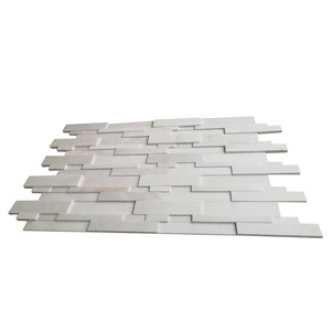 Stacked Stone Wall Cladding Panel Natural White Quartzite Mosaic Tiles For Walling