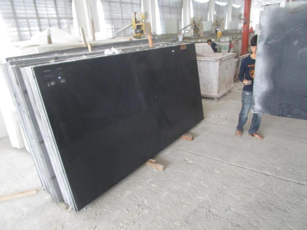 Polished China Artificial Sparkling Black Quartz Stone Slab for Countertop