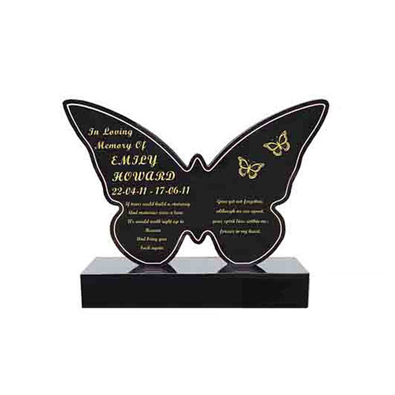 Hot Sale Various Cemetery China Black Granite Butterfly Headstones With Butterflies