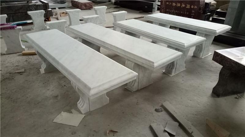 Bianco Carrara White Marble Garden Pedestal Cemetery Memorial Monument Benches