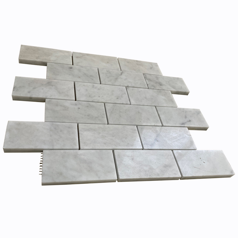 Subway Brick Look Kitchen Backsplash Carrara White Marble Mosaic Tile