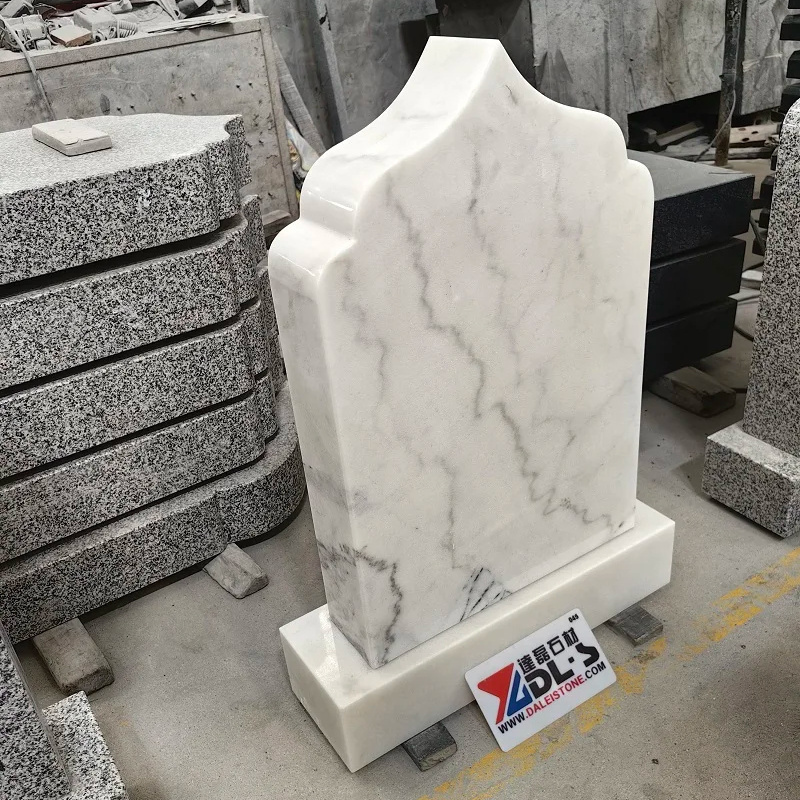 China Guangxi White Marble Grave Slab Memorial Tombstone Monument Upright Headstone Prices