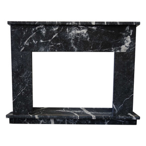 Polished Nero Marquina Indoor Decorative Home Black Mantel Marble Fireplace Surround