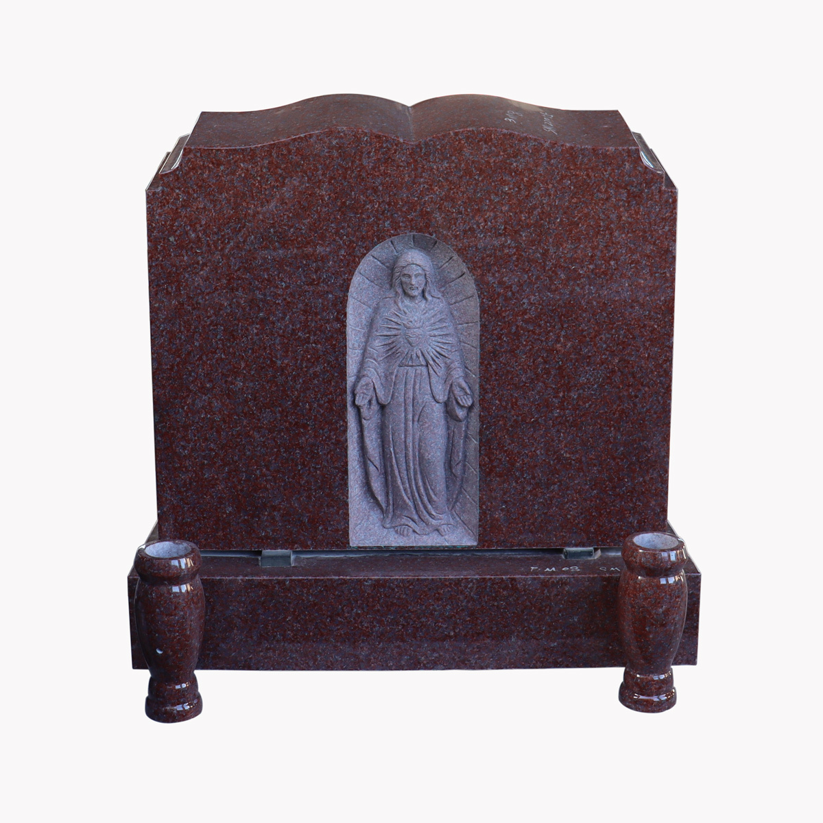 USA European Open Bible Style India Red Granite Headstone Tombstones Price with Carving Jesus